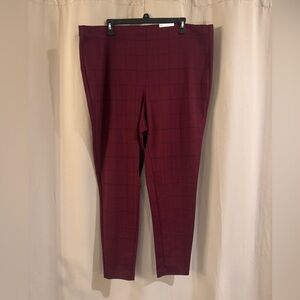 Women's NWT Croft & Barrow Burgundy Checkered Pants